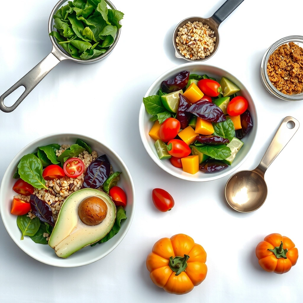 Salade healthy colorée avec avocat et quinoa